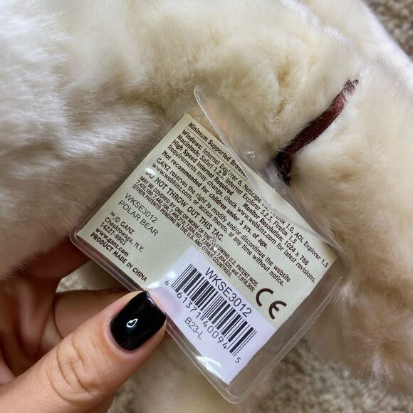 Nwt Vtg Ganz Webkinz Stuffed White Toy Bear Endangered Polar Plush Animal - Picture 8 of 14